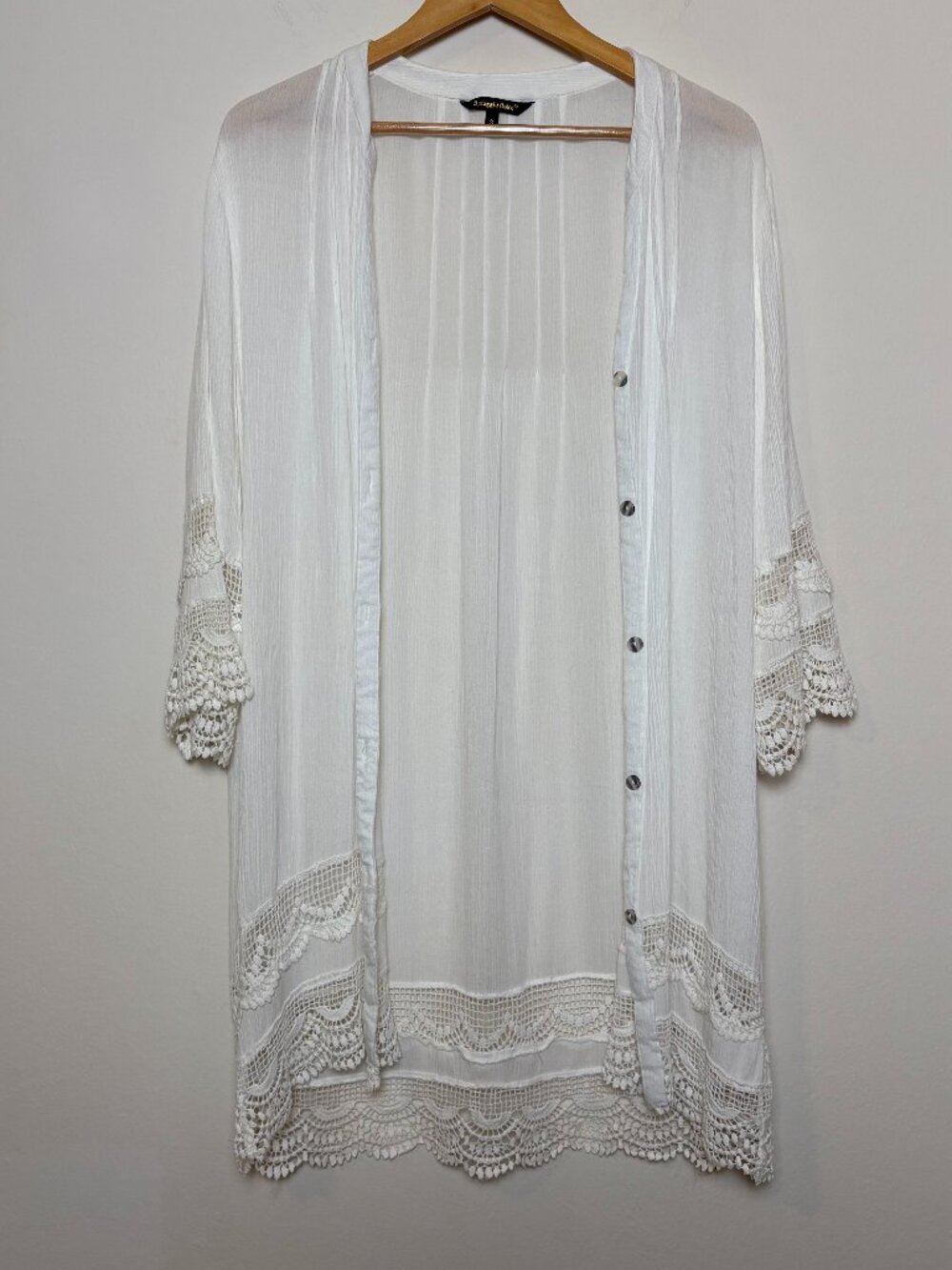 Spiaggia Dolce White Crochet Lace Button Front Cover Up Women’s S Description